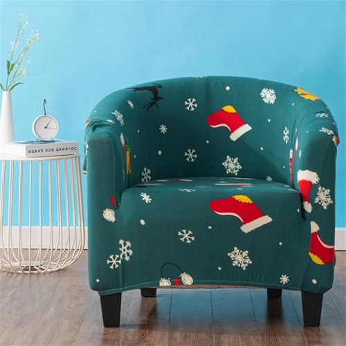 Morbuy Weihnachten Sesselhussen Sesselbezug Stretch Sesselschoner Sesselüberwurf Elastisch Sofahusse Husse Sofabezug für Clubsessel Loungesessel Cocktailsessel (Weihnachtsstrümpfe)