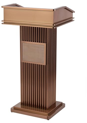 ZYHAOYAN Stainless steel lecterns, customised logo and text lectern stands, church pulpits with storage, floor standing lecterns, pulpits and lecterns for churches, seminars and schools(Rose gold)