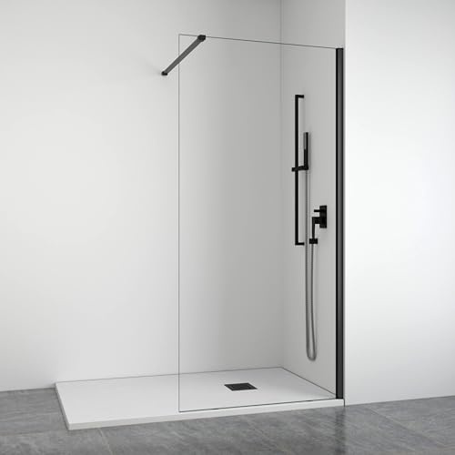 BELLOBATH Mampara de Ducha Frontal Fija 8 mm Negra 58-60 cm