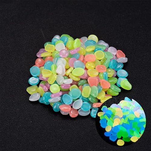 ZHTLTHZ 400 Stück Leuchtsteine Chromatisch, Leuchtsteine Garten, Leuchtende Steine garten, Fluoreszierende Steine, Aquariumdeko Leuchtsteine, Gehwege, Kinderzimmer Dekosteine, Rasen, Garten(0.8-1cm)