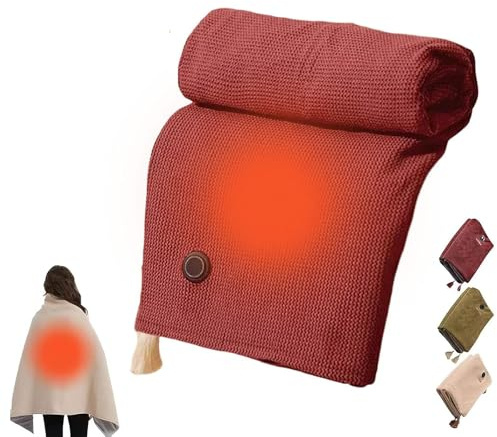 USB-Heizdecke, kabellose elektrische Decke, 150 x 80 cm, tragbares Heizkissen, USB-Heizschal, 3 Heizstufen, für Auto, Haus, Büro (C)