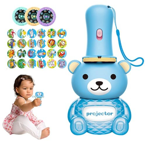 Rrlihjgu Children's Flashlight Projector Torch, Torch Projector Projection Lighting - Bear Appearance Story Torches - Interactive Learning