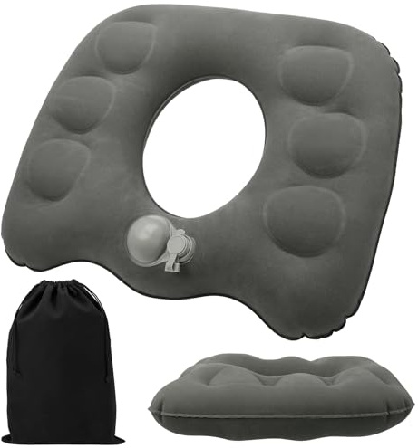 ViEinkaufen 1 coussin de siège gonflable en forme de donut, coussin portable pour s'asseoir sur des anneaux, coussin pour hémorroïdes, fauteuil roulant, soulagement de la pression, escarres de lit