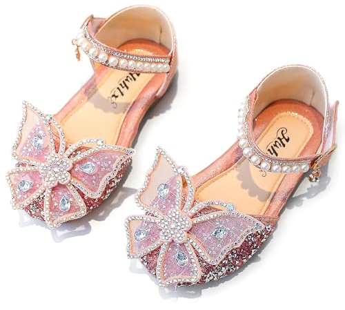 VTASQ Chaussures de Princesse pour Filles avec Paillettes Chaussures Élégant Reine Chaussures de Déguisement Scintillantes pour Fêtes et Noël Anniversaire Carnaval Cosplay Rose EU25