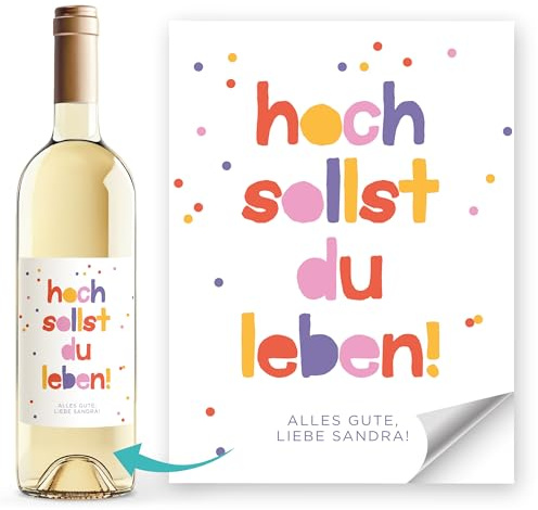 SpecialMe® Weinetiketten Geburtstag Weinflaschenetiketten Spruch personalisiert mit Wunschtext Name Flaschenetiketten Weiss unisize