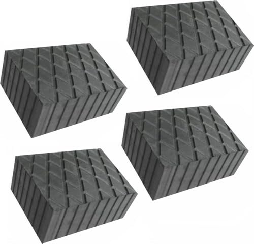 Set 4 Tamponi in Gomma per Ponte Sollevatore, 160x120x80mm, Blocchi gomma Alta Portata, Rinforzati con Tessuto