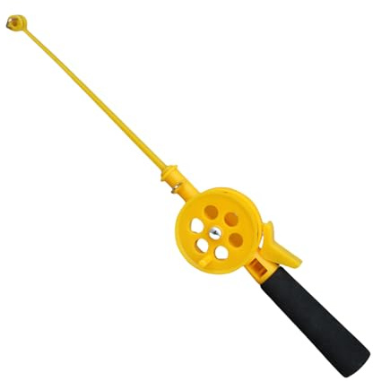 Vynetra Canna da pesca sul ghiaccio per bambini, portatile, facile da usare, adatta per lago, stagno, fiume, ABS, 33 cm, 6 libbre, giallo