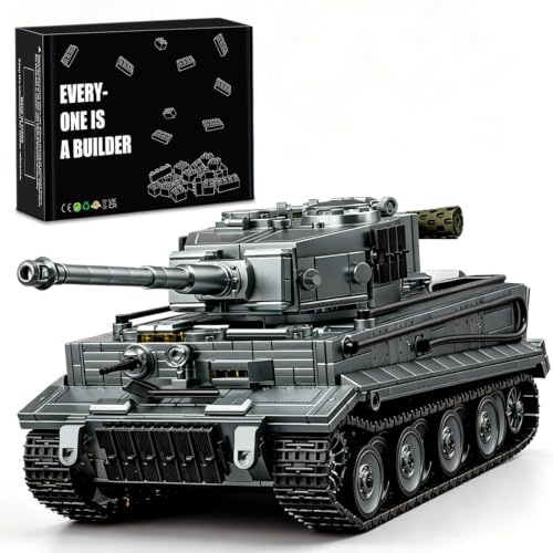 Finger Rock Militär Tiger Panzer Klemmbausteine,1668 Teile WW2 Technik Armee Schwer Panzer Bausteine 1:28 Kampfpanzer Modell Kampfwagen Kreative Geschenk für Militärfans Erwachsene or Junge Menschen