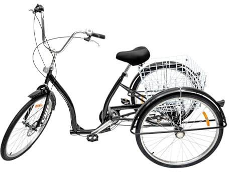 CLEADONG 26 Zoll Dreirad für Erwachsene, 3-Rad-Fahrrad mit Einkaufskorb, Belastbarkeit 120 KG, Cargo-Bike für Erwachsene, Senioren und Frauen
