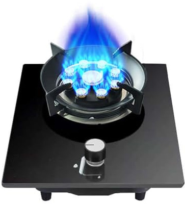 FITIOS Gas Hob, Gas Stove,5.0KW Camping Gas Cooker,Gas/LP Gas Conversion Stove,Tempered Glass Cast Iron Pot Rack,With Flameout Protection,For Home Kitchen(LPG)(NG)