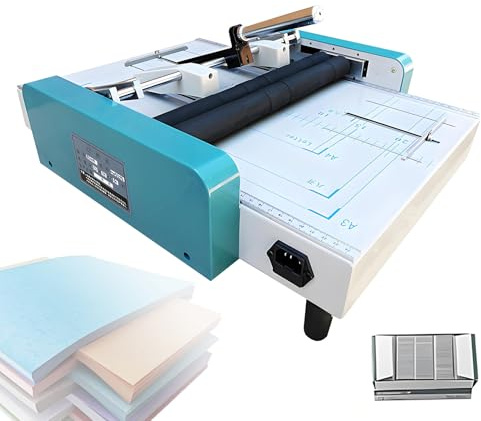 EpyGnom Machine a Relier et Plier A3 Max. 31,5 X 43,9 Cm Machine a Brocher Automatique Multifonction Agrafeuse-Plieuse Électrique pour Livres pour Imprimeries Écoles Bureaux Green