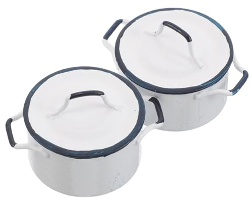 GARVALON 12 pour Maison de Poupée Ustensiles Cuisine Miniature Blanc Bord Bleu Accessoires Décoratifs Cuisine Miniature et Jeux Éducatifs