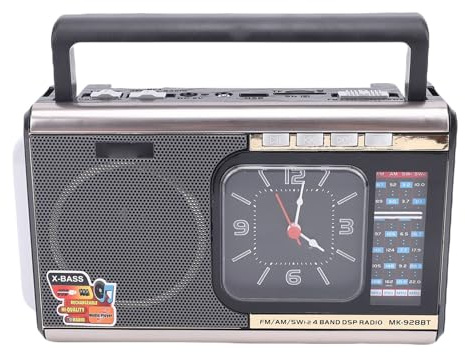 Cuifati Altavoz Bluetooth Retro 4 en 1, Altavoz Inalámbrico Vintage, FM/Am/SW 3 Bandas, Funciona con Pilas, Compatible con Tarjeta TF, Radio Portátil Estilo Antiguo para (Enchufe Europeo 220V)