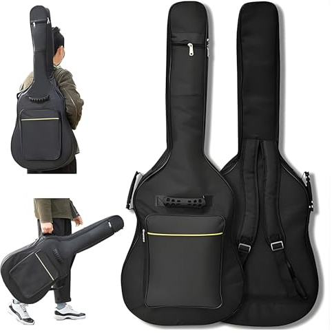 40–42” Padded Guitar Cover Full Size Rresistant Gig Bag Dust Proof Backpack Soft Case Acoustic Electric Guitars Waterproof Carry Bag Dual Adjustable Shoulder Straps Double Zip Pockets Silicone Handle
