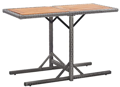 FMPGJLYH Outdoor Bistro Table, Rectangular Poly Rattan Patio Furniture, Anthracite Garden Dining Table for Small Balcony, Deck, and Backyard, 43.3 x 20.9 Inch