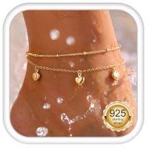LOLIAS Silber 925 Fußkettchen Doppellagig Verstellbar Wasserdicht für Damen | Hypoallergene Silber 925 Fußkette Strand Sommer Fußkettchen Gold Silber Schmuck Geschenk für Frauen