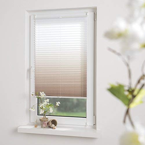 DECOLIA by Garesa Fenster Klemmfix Plissee ohne Bohren 80 x 130 cm Farbverlauf, Caffe Latte - Lichtdurchlässiger Fenster Sichtschutz und Fenster Deko, Faltrollo