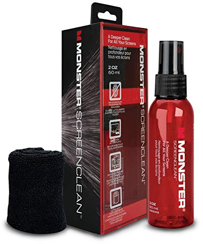 Monster Screen Cleaner Kit, 60 mL, Microfiber Cloth, for HDTVs, Tablets, Laptops, Smartphones, Eyeglasses