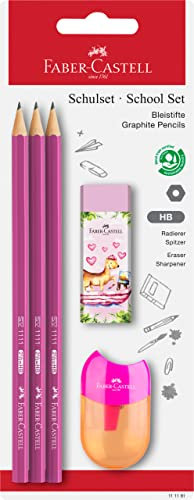 Faber-Castell 111181 - Set scolastico 5 pezzi, con matite HB, temperino e gomma, nessun colore a scelta