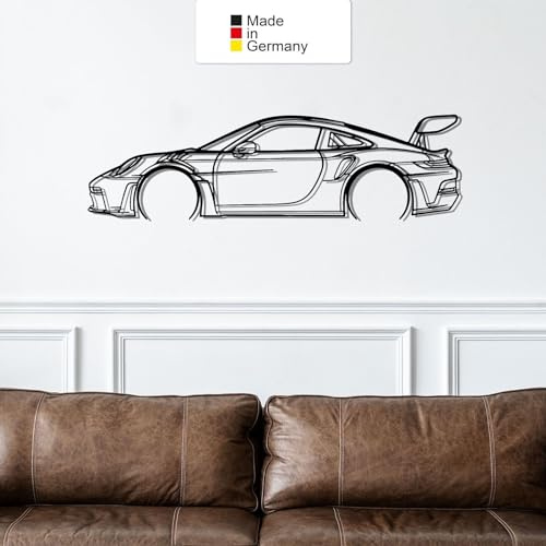 for Porsche GT3, Metall Wandbild, Wanddeko, Auto Silhouette, Metal Car Wall Art (Größe: 100 cm (39))