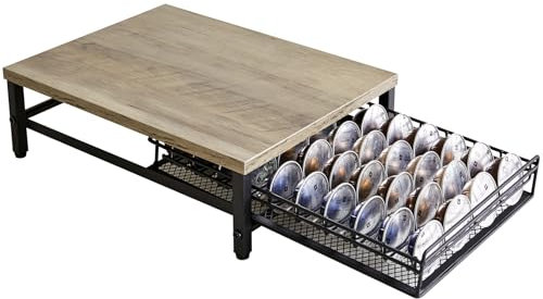 IBUYKE Soporte para Cápsulas Nespresso, Organizador de Almacenamiento de Capacidad de 40 Cápsulas, Cajón de Cápsulas Vertuo de Madera,Greige TCJ101Y