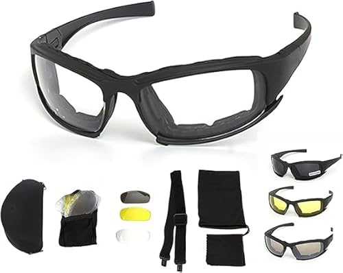 NCONCO Lunettes de vélo, lunettes polarisées, protection UV, lunettes polarisées, coupe-vent, avec 4 lentilles interchangeables et sac de rangement, idéales pour le cyclisme, la pêche, les sports de
