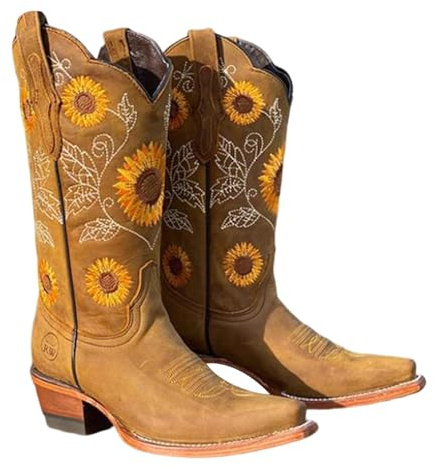 Umiocns Women's Cowboy Boots Knight Equestrian Vintage Block Heel | Cowgirl Boots for Girls Equestrian Horse Riding