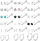 JeweBella 20G Nasenpiercing Helix Piercings Chirurgenstahl Tragus Ohrringe Creolen Silber Zirkonia Flat Piercing Ohr Studs Helix Knorpel Lippenpiercing Medusa Conch Labret Stecker Piercing Set 6/8MM