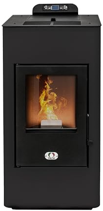 STUFE A PELLET ITALIA Super 12 KW 5 Estrellas – Estufa de pellets de aire ventilado, eficiencia 91% calentador, 120 m², autonomía de 15 h, programable, 5 velocidades y potencias, garantía de 24 meses,