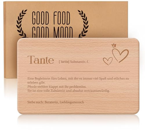 Tante Frühstücksbrettchen, Geschenk Für Tante, Frühstücksbrettchen Mit Gravur Buchenholz, Beste Tante Geschenke, Personalisiert Geburtstagsgeschenk Geschenke für Tante
