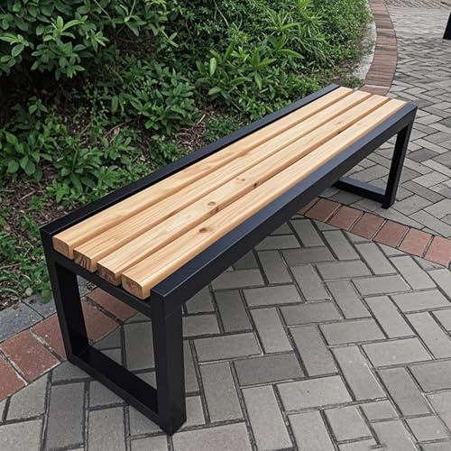 Gartenbank Metall Ohne Lehne, Gartenbank Holz Wetterfest, bank holz outdoor, Garten Sitzbank,Parkbank Aus Metall, Gusseisen Außenbänke, Verzinktes Stahlrohr, Einfach Zu Montieren Für Terrasse, Rasen