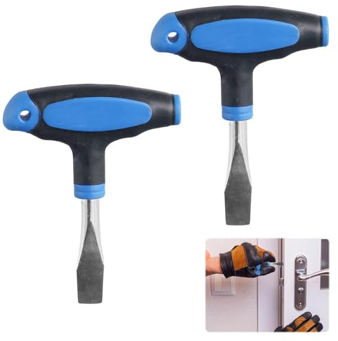 2 PCS 12mm T Handle Screwdriver,Blue Flat Head Screwdriver,Large 12mm Flat Head Screwdriver,Suituble for Electronics Repair, Photography Equipment, Precision Work(Blue)