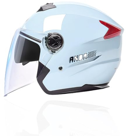 Frcychri Demi-Casque Ouvert, Casque Moto 3/4 avec Visière, Homologué ECE, pour Scooter Chopper Moto Homme Et Femme Chopper Scooter Crash Jet Demi-Coque Casque pour Homme Femme B,Medium