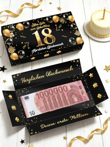 18. Geburtstag Geldgeschenk, Erste Million Geldgeschenk, Mädchen und Junge | Kreative Geschenkbox, Alles Gute Zum Geburtstag 18