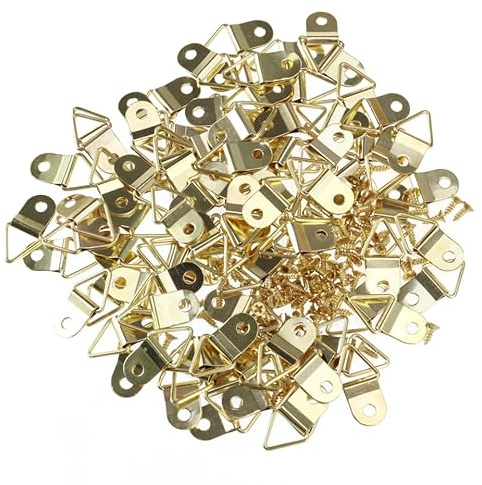 Winomo picture hangers, 50 pieces, small, triangular D-ring, single hole mounting picture frame hangers, with M2 x 6 mm screws