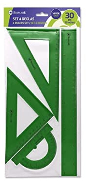 Reglas Juego 4ud Verde 30cm