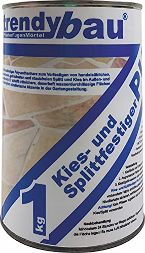 Kies- und Splittfestiger 1K PU UV-beständig 1 kg – 1K Spezialkunstharz-Bindemittel zum Verfestigen von gewaschenen, getrockneten und staubfreien Splitt und Kies im Außenbereich