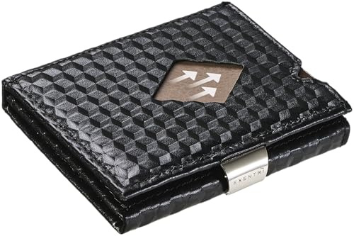 EXENTRI Leder Dreifachgefaltete Brieftasche - RFID-Schutz mit Verschlussclip aus Edelstahl