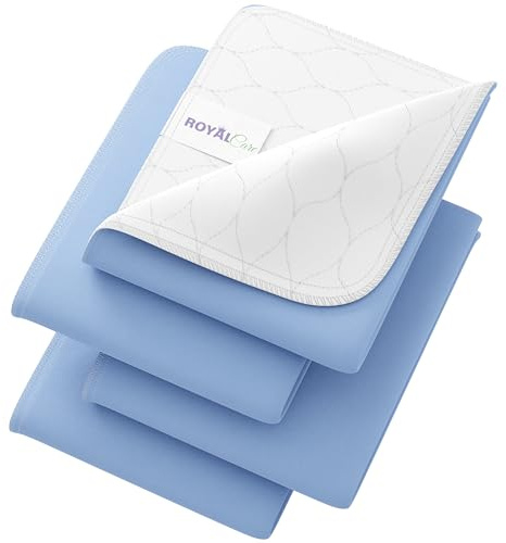 Incontinence Bed Pads - Reusable Waterproof Underpad Chair, Sofa and Mattress Protectors - Highly Absorbent, Machine Washable - for Children, Pets and Seniors (34x36 (Pack of 4), Blue)