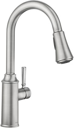 Moen Conneaut One Handle Pulldown Kitchen Sink Faucet with Reflex Docking and Power Clean, Spot Resist Stainless, 87801SRS
