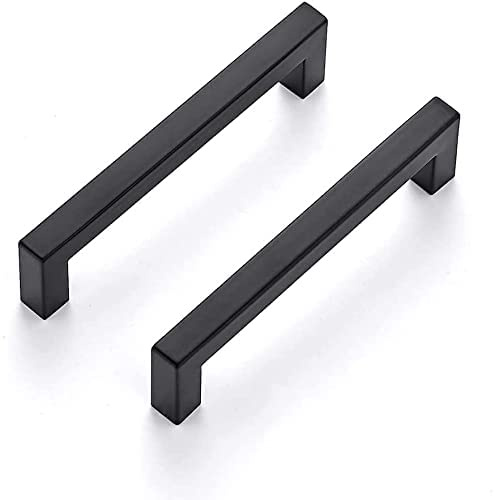 LONTAN 10 Pack Kitchen Cupboard Handles 192mm Hole Centers Black Kitchen Handles Drawer Pulls Stainless Steel