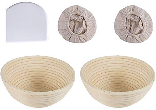 2 cestas redondas para prueba de pan | Cesta de mimbre natural para probar pan | Cuenco profesional para hornear | cuenco de prueba de masa de regalo para hornear | Caja de prueba de 22 cm x 8 cm