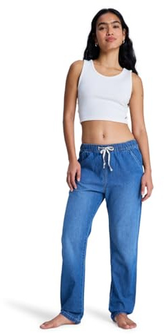 Roxy Slow Swell-Jeans Elasticizzati con vestibilità Relaxed da Donna, Medium Blue, S