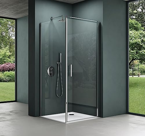 Mai & Mai Duschkabine Eckeinstieg 100x100x195 cm mit Drehtür | Duschabtrennung mit Hebe-Senk-Mechanismus 8mm ESG-Sicherheitsglas Nano-Beschichtung Klarglas Rav36-Plus