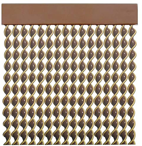 Cortinas Exterior Puerta de Cordon | 72 Tiras Plastico PVC y Barra Aluminio | Ideal para Terraza y Porche | Antimoscas | MARRON-BEIGE | 210 * 90