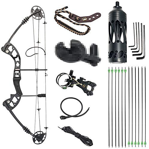 wolfman Compoundbogenset 24-29,5 Zuglänge 30 lbs -55 lbs Zuggewicht mit Max. Geschwindigkeit 310 FPS IBO Rechte Hand Outdoor Jagd Bögen Sportbogen und Pfeile Bogenschießen Set (C)