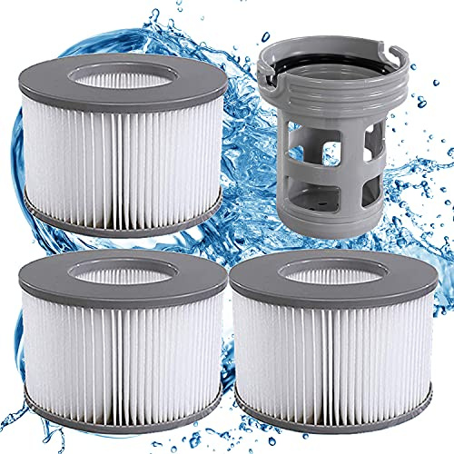 Hoimlm Ersatz Filter für MSpa Filterkartusche Wasserfilter, Kartuschenpumpe für heiße U-Boote und Spa,für aufblasbare Pools - Modell ab 2020 (3*Filter + Halterung) | für heiße U-Boote und Spa,für aufblasbare Pools - Modell ab 2020