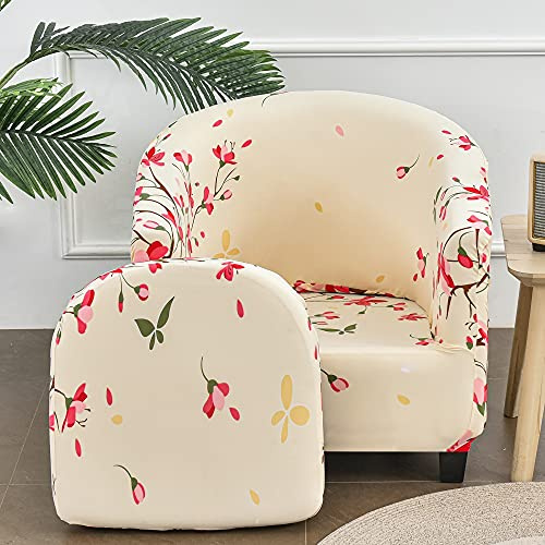 Highdi 2 Stück Sesselschoner Sesselüberwurf mit Elastisch Stretch Husse, Club Chair Schonbezug Sofabezug mit hoher Dehnung Sessel für Clubsessel Loungesessel Cocktailsessel (Pfirsichblüte)