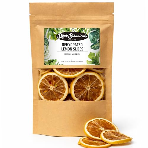 Dried Dehydrated Dried Lemon Slices Wheels | 17+ Servings | 100% Natural | Dry Lemon for Garnishing Cocktails, Cooking, Baking, Wreaths Drinks | Citrus Fruit Slices |40 Grams, 1.4 Oz| Drink Botanicals