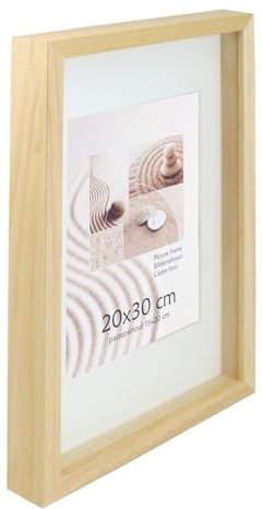 KM FOTO 3D Objektrahmen Holz Bilderrahmen Shirt Trikot Rahmen Collage Wanddeko Poster S223: Farbe: Natur | Format: 40x40